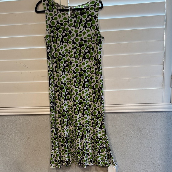 Julian Taylor Green and Black Circle Print Midi Dress - Picture 1 of 9